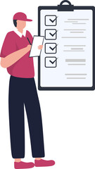 illustration of a Person Checking Item