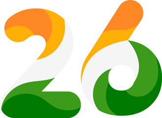 Creative 26 January Republic Day Tricolour Number Design