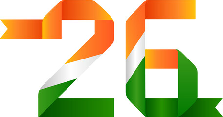 Creative 26 January Republic Day Tricolour Number Design