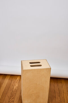 An apple box in the studio 