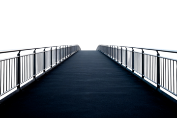 A Long, Dark Pedestrian Bridge with Railings