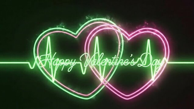 Happy valentine's day wishes romantic neon heart video