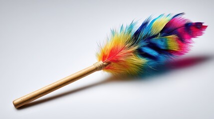 Feathered cat teaser wand on white background