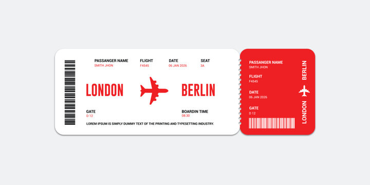 Plane ticket flat design template vector. boarding pass concept illustration template.