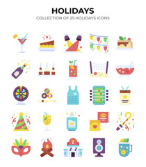 Holidays. Collection of 25 Festive Icons