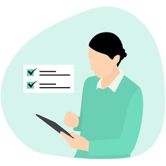 People Checking List Illustration