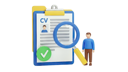 CV Evaluation with Magnifying Glass and Checkmark