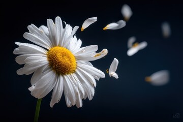 Graceful Flower Close-up: Falling Petals and Quiet Mood in Studio Lighting