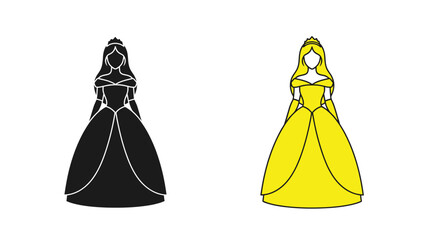 Elegant princess illustrations with contrasting color schemes a striking silhouette © MdGolam