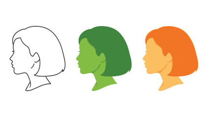 Three female head profiles in varying colors a striking silhouette © MdGolam