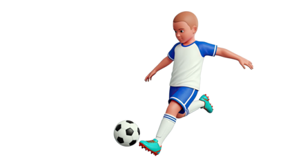 3D boy kicking a soccer ball
