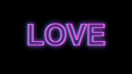 Neon love sign on black background
