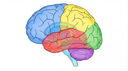 Human Brain Neurotransmitter Spectrum Illustration: Chemical Pathways & Neurological Communication