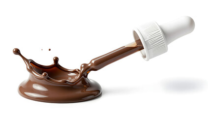 Chocolate Droplet Creation: The moment of deliciousness is captured as a dropper dispenses luscious chocolate, forming an artistic splash.