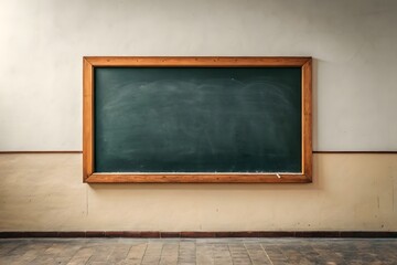 empty blackboard on a wooden wall
