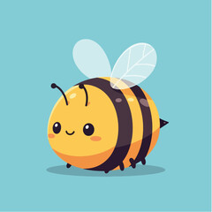 Obraz premium Adorable Cartoon Bee with Big Eyes and Stripes.
