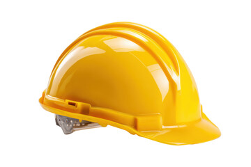 Fototapeta premium Bright Yellow Safety Helmet with Clear Visor and Reflective Stripe on Black Background hardhat protective