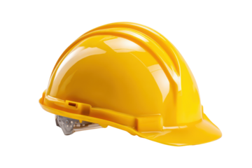 Bright Yellow Safety Helmet with Clear Visor and Reflective Stripe on Black Background hardhat protective