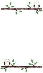 スマホ向け　枝にとまるシマエナガのフレーム