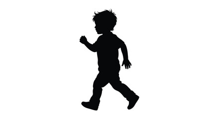 A young child running with outstretched arm a striking black silhouette © MdGolam