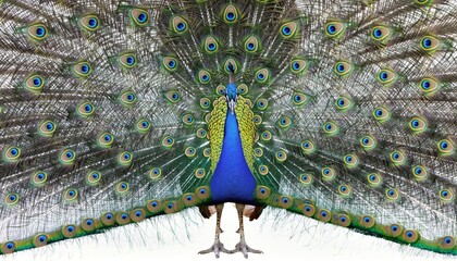 Majestic Indian Peafowl Displaying Vibrant Tail Feathers