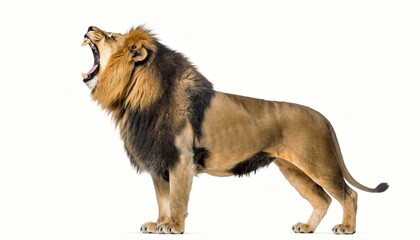 Powerful African Lion Roaring on White Background © buivan