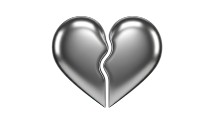 3D Rendered Metallic Broken Heart