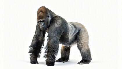 Powerful Silverback Gorilla Isolated on White Background © buivan