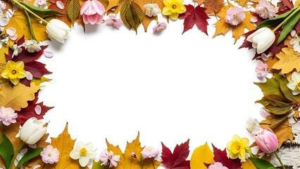 Vibrant floral arrangement with autumn leaves and flowers on a white background for anomali Photo