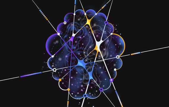 Abstract neural brain shape with glowing connections