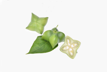 Sacha-Inchi peanut, fresh capsule seeds fruit  isolated on white background