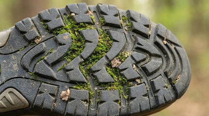 Closeup of Mossy Shoe Sole in Natural Setting