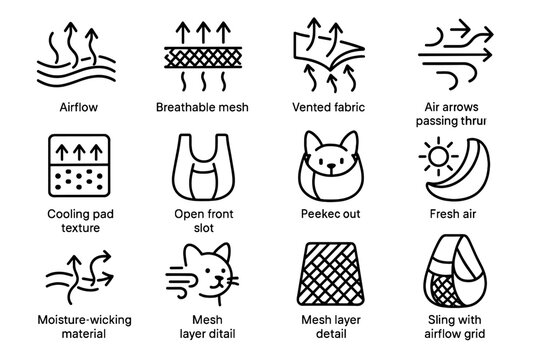 Vector pattern open breathable ears airflow fabric pet symbol air icon sling