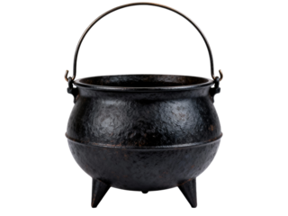 Vintage Cast Iron Cauldron with Three Legs and Handle