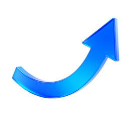 Blue 3D Curved Arrow Symbol of Growth