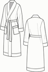 White robe front and back view clothing garment fashion