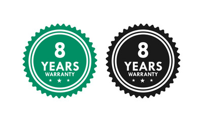 8 years and lifetime warranty label template illustration