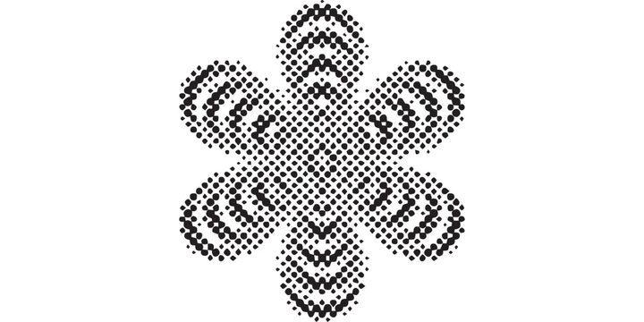 Abstract Halftone Flower Pattern in Black and White. - Powered by Adobe