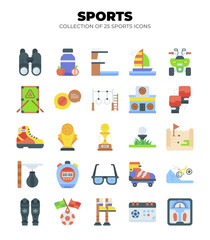 Collection of 25 Sport Icons. Flat Style Colorful Vector Graphics