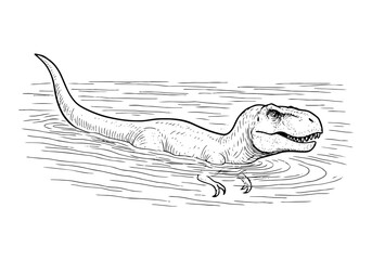 Tyrannosaurus rex TREX hand drawn simple sketch vector illustration