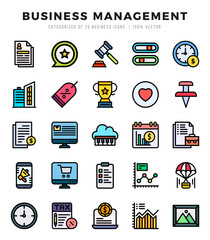 Business Management Icons Pack Lineal Color Style. Vector illustration.