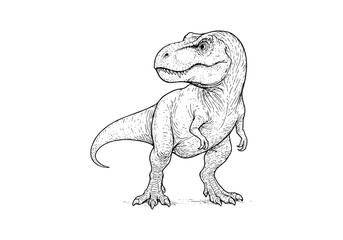 Tyrannosaurus rex TREX hand drawn simple sketch vector illustration