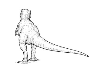 Tyrannosaurus rex TREX hand drawn simple sketch vector illustration