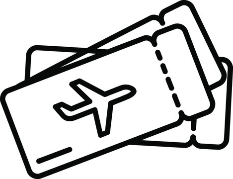 Outline icon illustrating multiple airplane tickets for travel booking and flight reservation