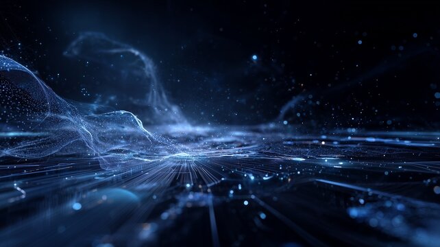 Glowing Data Streams and Neural Networks. Abstract Virtual Cosmos, IT and Internet Technology Background with AI and Cyber Concepts. - Powered by Adobe