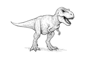 Tyrannosaurus rex TREX hand drawn simple sketch vector illustration
