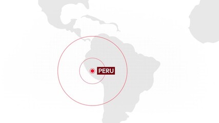 Peru highlighted on south america map in 4k animation showcasing geographic location, perfect for educational and travel content