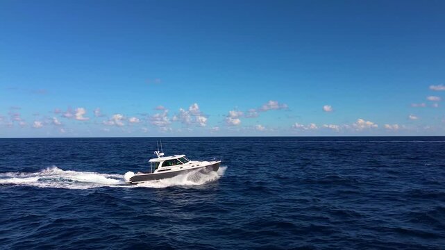 An amazing drone video of a boat cruising in South Florida.