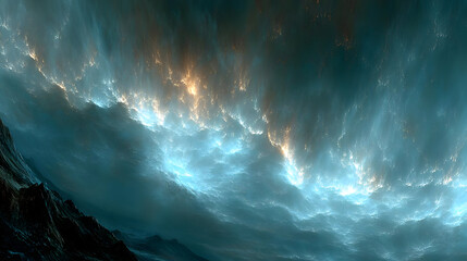 AI art visualization featuring imaginative digital landscapes and vibrant luminous colors