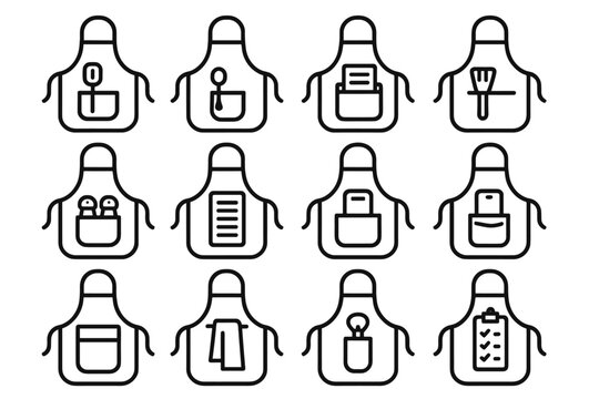 Vector recipe icon cooking icons loop strap bottle comprehensive pocket apron pouch